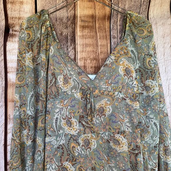 Wildflower Dress Babydoll Bohemian Floral Mini Romantic Long Sleeve Large - Picture 5 of 9